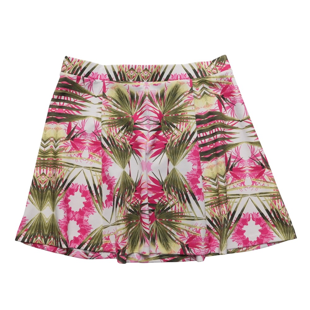 INC International Concepts Womens Large Tropical Print Flare Mini Skirt Pleated